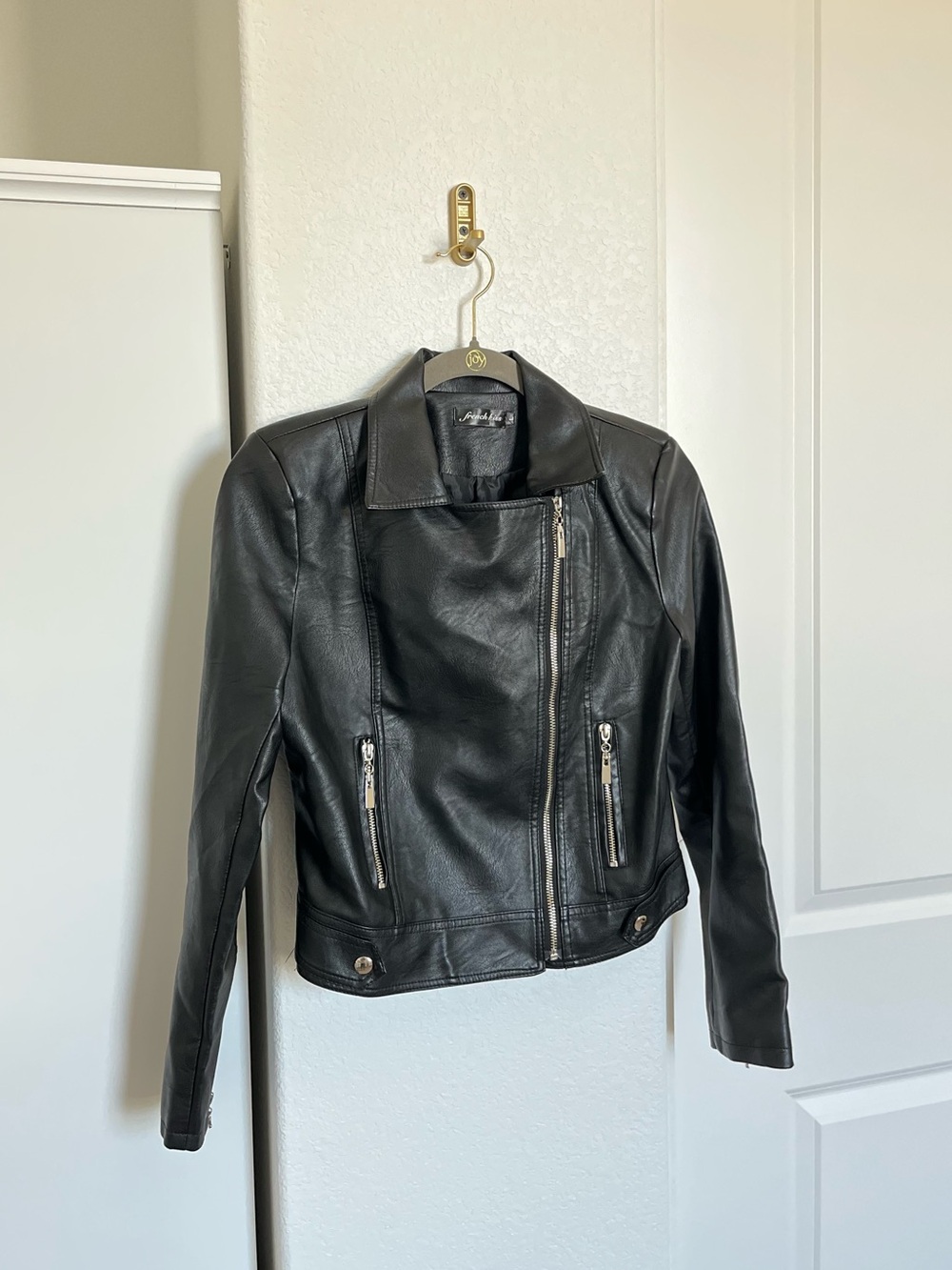 French Kiss Black Faux Leather Jacket Women’s Large
